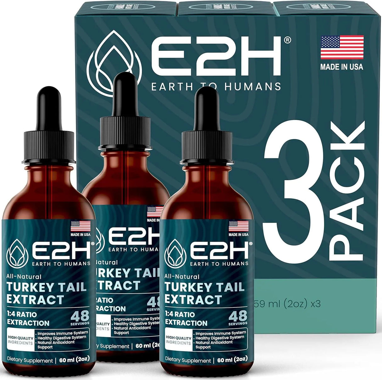 E2H - E2H EARTH TO HUMANS Turkey Tail Mushroom Extract 2 Fl.Oz. 3 Pack - The Red Vitamin MX - Suplementos Alimenticios - {{ shop.shopifyCountryName }}