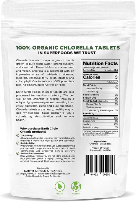 EARTH CIRCLE ORGANICS - Earth Circle Organics Premium Chlorella 1000 Tabletas - The Red Vitamin MX - Suplementos Alimenticios - {{ shop.shopifyCountryName }}