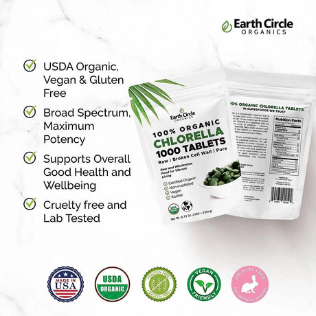 EARTH CIRCLE ORGANICS - Earth Circle Organics Premium Chlorella 1000 Tabletas - The Red Vitamin MX - Suplementos Alimenticios - {{ shop.shopifyCountryName }}