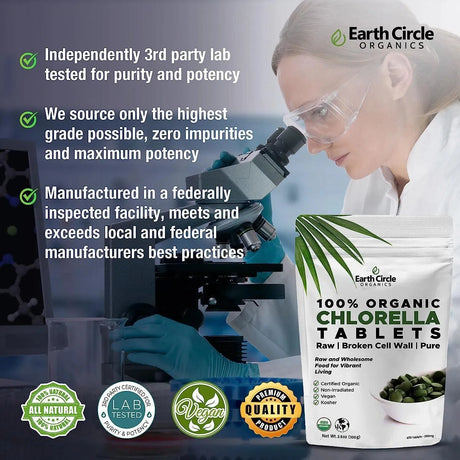EARTH CIRCLE ORGANICS - Earth Circle Organics Premium Chlorella 400 Tabletas - The Red Vitamin MX - Suplementos Alimenticios - {{ shop.shopifyCountryName }}