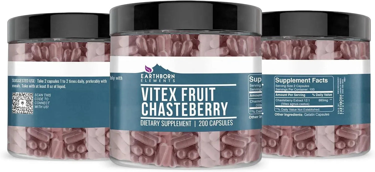 EARTHBORN ELEMENTS - Earthborn Elements Baya Casto Chasteberry 200 Capsulas - The Red Vitamin MX - Suplementos Alimenticios - {{ shop.shopifyCountryName }}