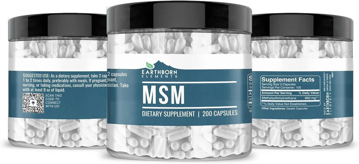 EARTHBORN ELEMENTS - Earthborn Elements Methylsulfonylmethane MSM 200 Capsulas - The Red Vitamin MX - Suplementos Alimenticios - {{ shop.shopifyCountryName }}