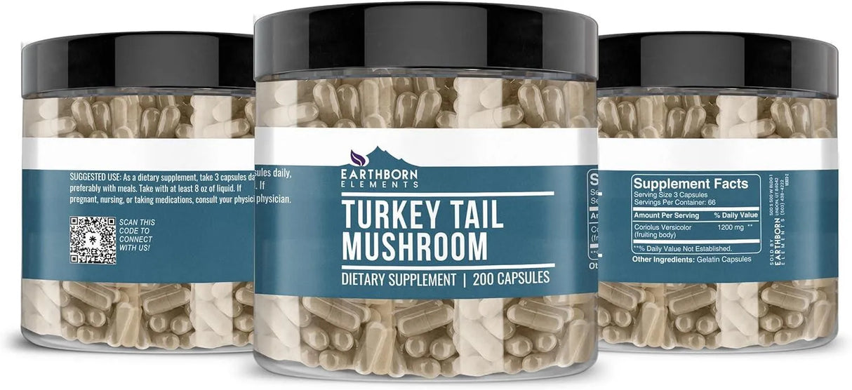 EARTHBORN ELEMENTS - Earthborn Elements Turkey Tail Mushroom 200 Capsulas - The Red Vitamin MX - Suplementos Alimenticios - {{ shop.shopifyCountryName }}