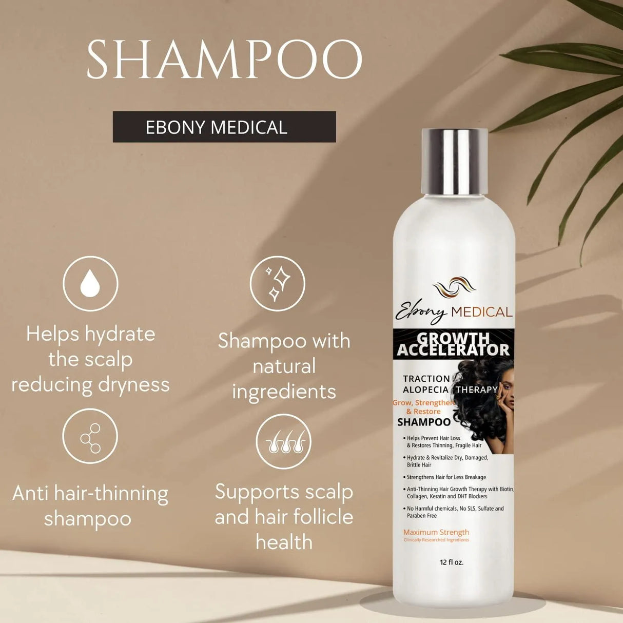 EBONY MEDICAL - Ebony Medical Alopecia Areata Treatment Hair Loss Shampoo 12 Fl.Oz - The Red Vitamin MX - Shampoo Para Cabello - {{ shop.shopifyCountryName }}