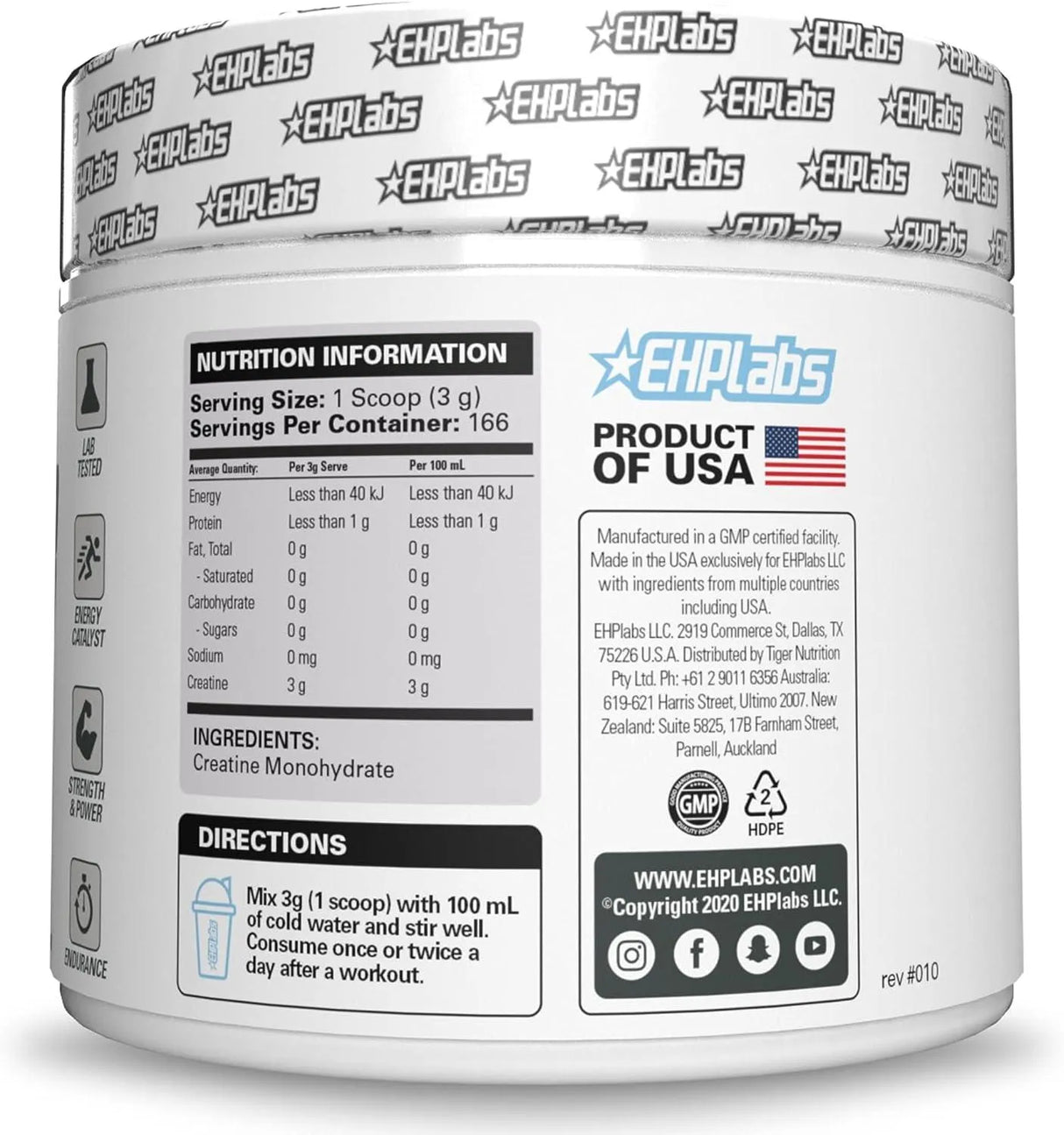 EHPLABS - EHPlabs CREA-8 Creatine Monohydrate Powder 100 Servicios 500Gr. - The Red Vitamin MX - Suplementos Alimenticios - {{ shop.shopifyCountryName }}