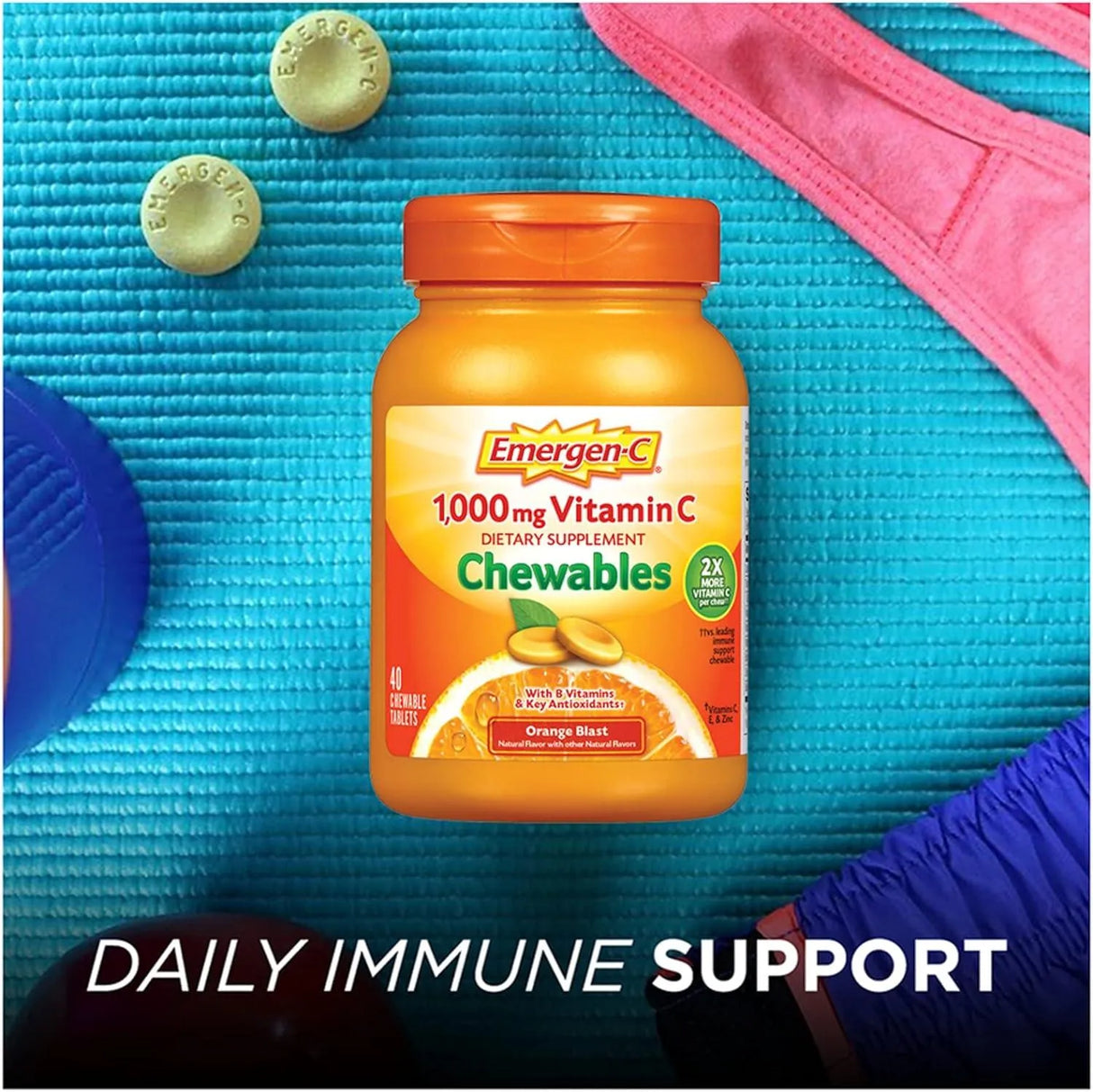 EMERGEN-C - Emergen-C Chewable Vitamin C 1000Mg. 40 Tabletas Masticables - The Red Vitamin MX - Suplementos Alimenticios - {{ shop.shopifyCountryName }}