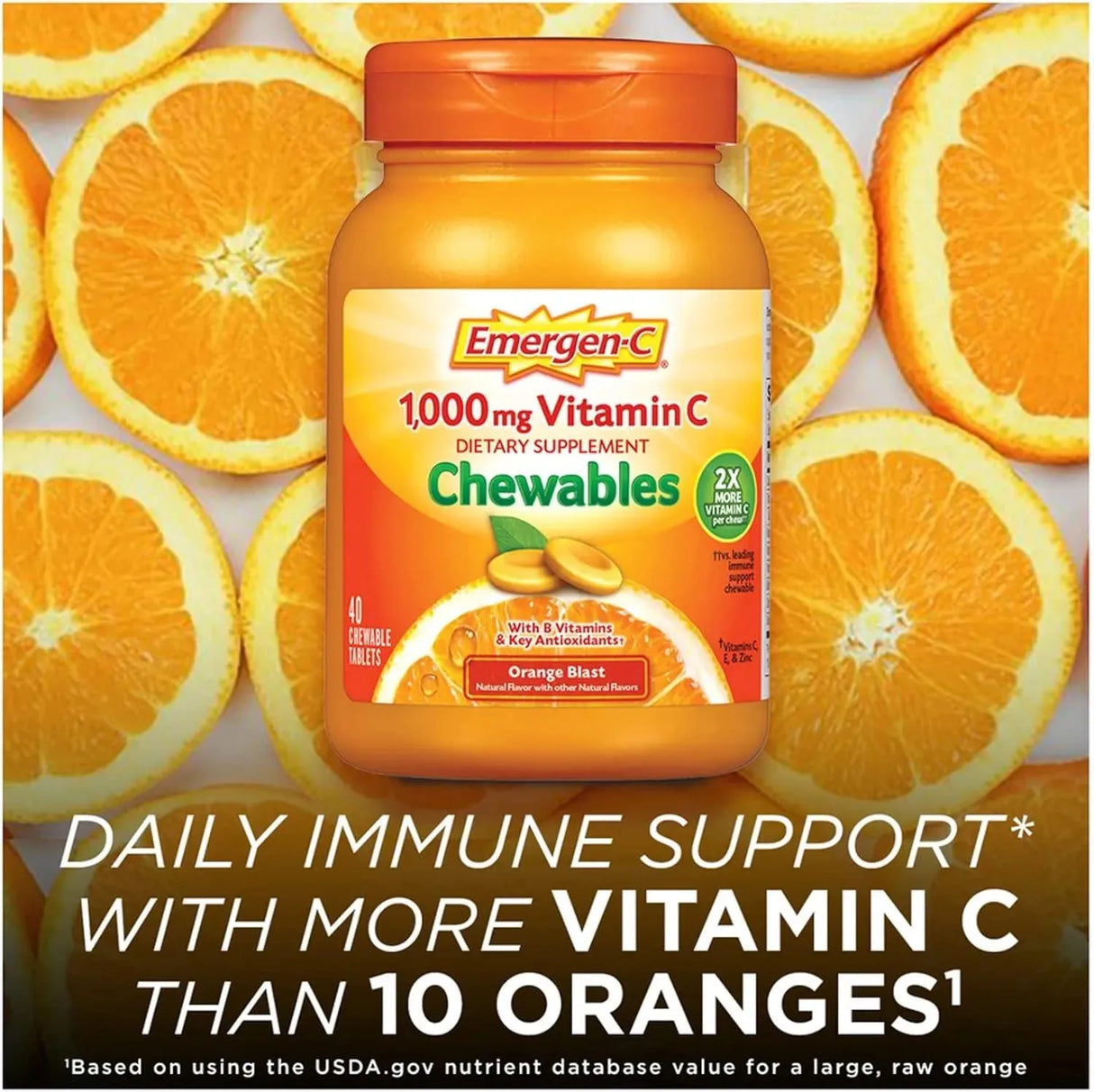 EMERGEN-C - Emergen-C Chewable Vitamin C 1000Mg. 40 Tabletas Masticables - The Red Vitamin MX - Suplementos Alimenticios - {{ shop.shopifyCountryName }}