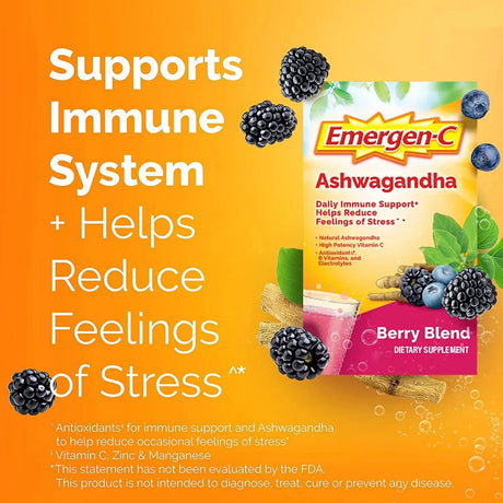 EMERGEN-C - Emergen-C Vitamin C Ashwagandha Drink Mix Powder 18 Sobres - The Red Vitamin MX - Suplementos Alimenticios - {{ shop.shopifyCountryName }}