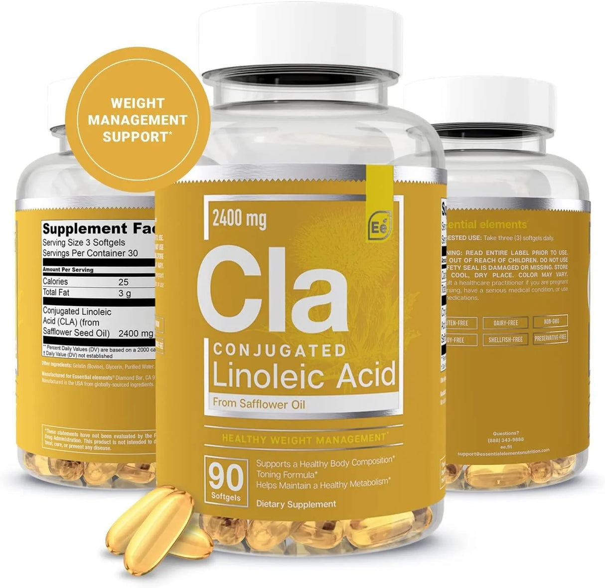 ESSENTIAL ELEMENTS - Essential Elements CLA from Safflower Oil 2400Mg. 90 Capsulas Blandas - The Red Vitamin MX - Suplementos Alimenticios - {{ shop.shopifyCountryName }}