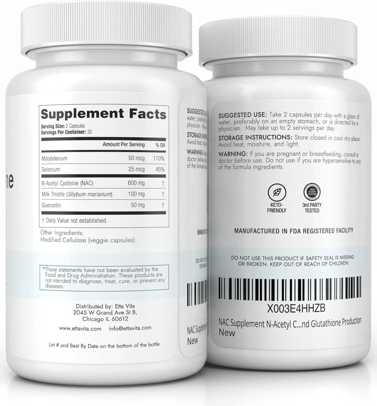 ETTA VITA - Etta Vita NAC Supplement N-Acetyl Cysteine 600Mg. 60 Capsulas - The Red Vitamin MX - Suplementos Alimenticios - {{ shop.shopifyCountryName }}