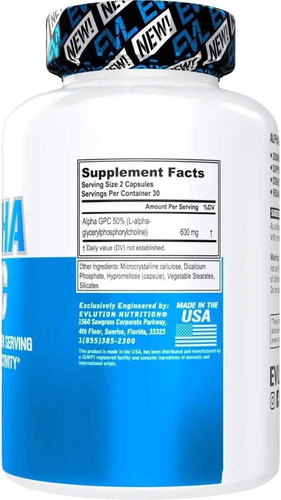 EVLUTION - Evlution Alpha GPC Choline Supplement 600Mg. 60 Capsulas - The Red Vitamin MX - Suplementos Alimenticios - {{ shop.shopifyCountryName }}