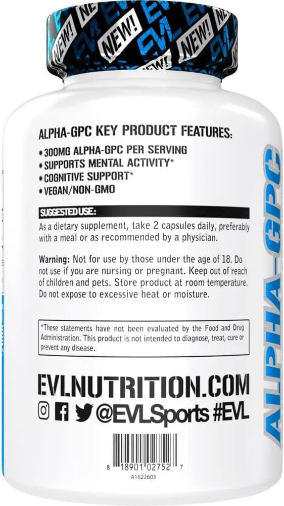 EVLUTION - Evlution Alpha GPC Choline Supplement 600Mg. 60 Capsulas - The Red Vitamin MX - Suplementos Alimenticios - {{ shop.shopifyCountryName }}