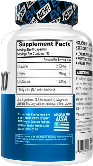 EVLUTION - Evlution BCAA5000 Amino Acids 240 Capsulas - The Red Vitamin MX - Suplementos Alimenticios - {{ shop.shopifyCountryName }}