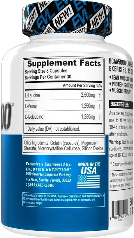 EVLUTION - Evlution BCAA5000 Amino Acids 240 Capsulas - The Red Vitamin MX - Suplementos Alimenticios - {{ shop.shopifyCountryName }}