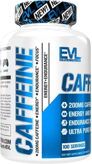 EVLUTION - Evlution Nutrition Caffeine 100 Tabletas - The Red Vitamin MX - Suplementos Alimenticios - {{ shop.shopifyCountryName }}