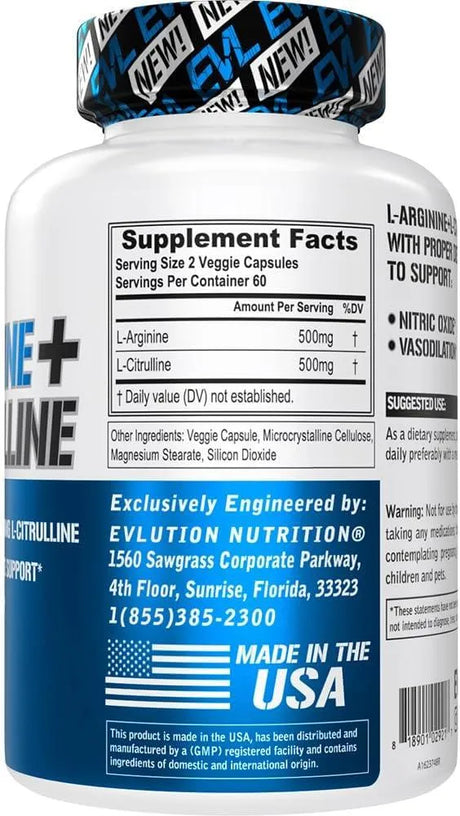 EVLUTION - Evlution Nutrition L-Arginine + L-Citrulline 120 Capsulas - The Red Vitamin MX - Suplementos Alimenticios - {{ shop.shopifyCountryName }}