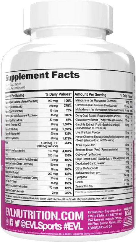 EVLUTION - Evlution Nutrition Women's Multivitamin 120 Tabletas - The Red Vitamin MX - Suplementos Alimenticios - {{ shop.shopifyCountryName }}