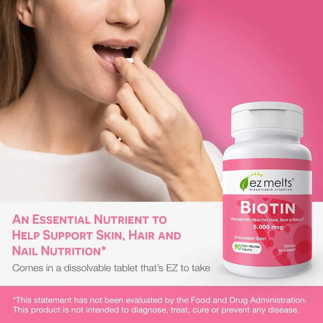 EZ MELTS - EZ Melts Dissolvable Biotin 5,000 mcg 90 Tabletas - The Red Vitamin MX - Suplementos Alimenticios - {{ shop.shopifyCountryName }}