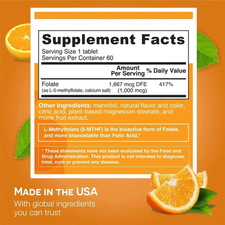 EZ MELTS - EZ Melts Dissolvable Folate 1,667mcg 60 Tabletas - The Red Vitamin MX - Suplementos Alimenticios - {{ shop.shopifyCountryName }}