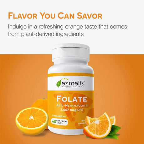 EZ MELTS - EZ Melts Dissolvable Folate 1,667mcg 60 Tabletas - The Red Vitamin MX - Suplementos Alimenticios - {{ shop.shopifyCountryName }}