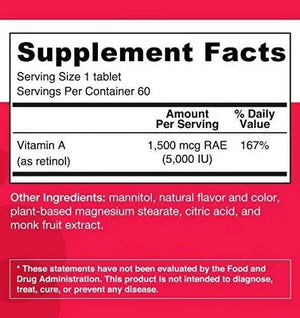 EZ MELTS - EZ Melts Dissolvable Vitamin A 5,000 IU 60 Tabletas Disolubles - The Red Vitamin MX - Suplementos Alimenticios - {{ shop.shopifyCountryName }}