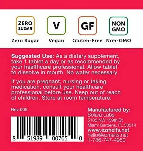 EZ MELTS - EZ Melts Dissolvable Vitamin A 5,000 IU 60 Tabletas Disolubles - The Red Vitamin MX - Suplementos Alimenticios - {{ shop.shopifyCountryName }}