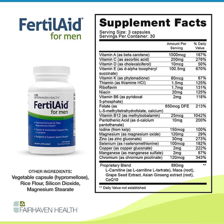 FAIRHAVEN HEALTH - Fairhaven Health FertilAid for Men Prenatal Male Fertility Supplement 90 Capsulas - The Red Vitamin MX - Suplementos Alimenticios - {{ shop.shopifyCountryName }}