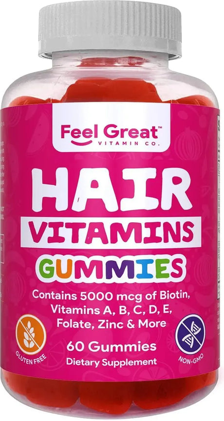 FEEL GREAT - Feel Great Hair Gummy Vitamins with Biotin 60 Gomitas - The Red Vitamin MX - Suplementos Alimenticios - {{ shop.shopifyCountryName }}