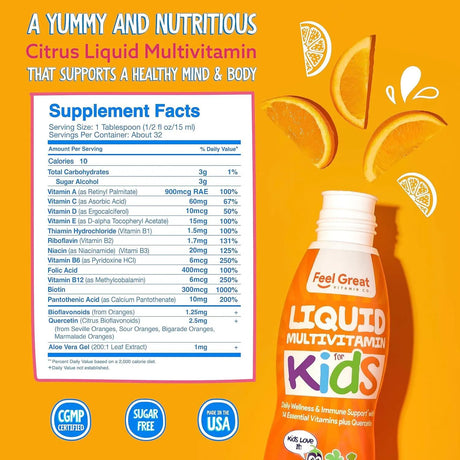 FEEL GREAT - Feel Great Liquid Multivitamin for Kids 480Ml. - The Red Vitamin MX - Suplementos Alimenticios - {{ shop.shopifyCountryName }}