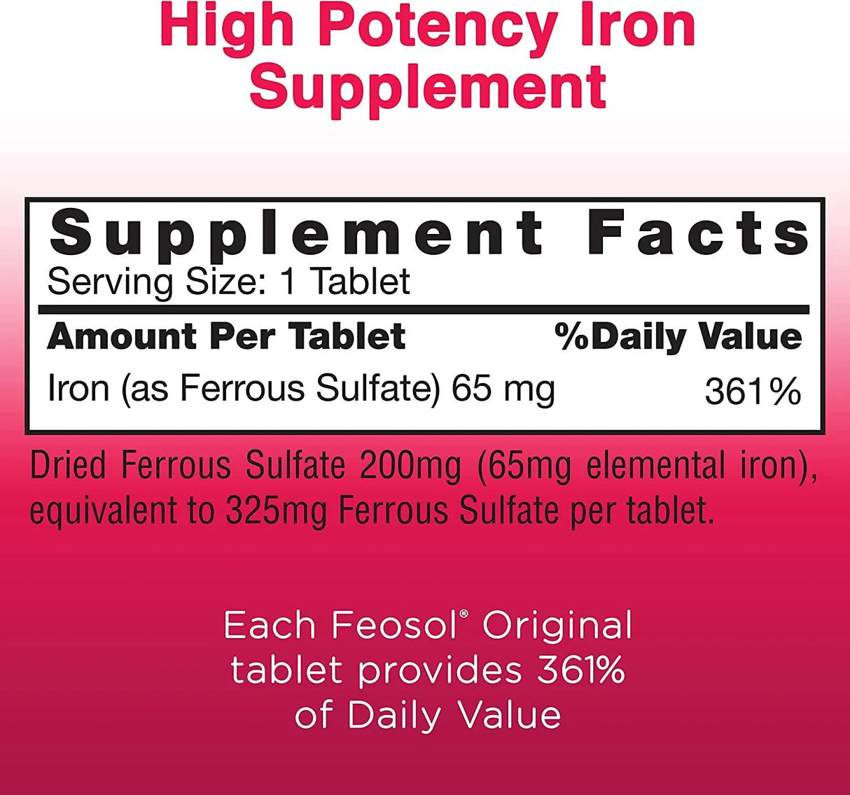 FEOSOL - Feosol Original Iron Supplement Tablets 325Mg. 120 Tabletas - The Red Vitamin MX - Suplementos Alimenticios - {{ shop.shopifyCountryName }}