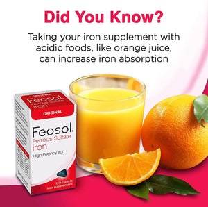 FEOSOL - Feosol Original Iron Supplement Tablets 325Mg. 120 Tabletas - The Red Vitamin MX - Suplementos Alimenticios - {{ shop.shopifyCountryName }}