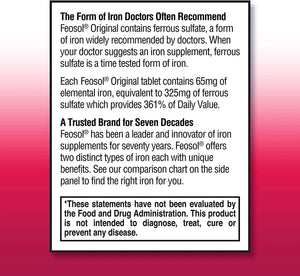 FEOSOL - Feosol Original Iron Supplement Tablets 325Mg. 120 Tabletas - The Red Vitamin MX - Suplementos Alimenticios - {{ shop.shopifyCountryName }}