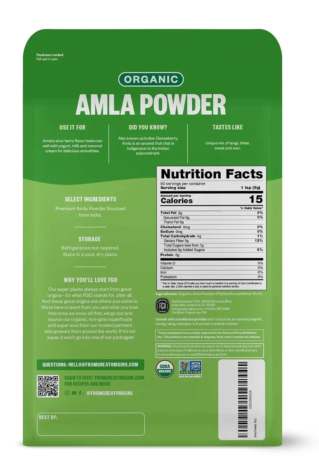 FGO - FGO Organic Amla Powder 453Gr. - The Red Vitamin MX - Suplementos Alimenticios - {{ shop.shopifyCountryName }}