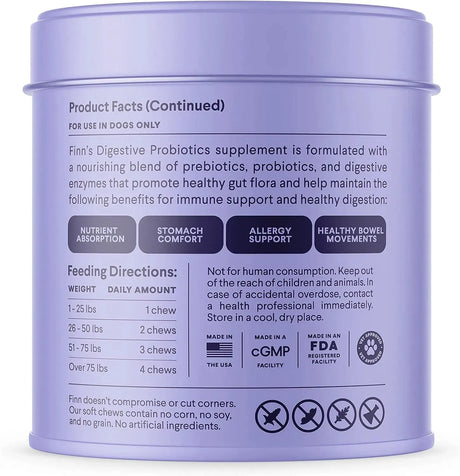 FINN - Finn Digestive Probiotics for Dogs 90 Masticables - The Red Vitamin MX - Probióticos Para Perros - {{ shop.shopifyCountryName }}