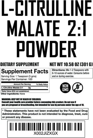 FIT LANE NUTRITION - Fit Lane Nutrition L Citrulline Malate 2 1 Powder 300Gr. - The Red Vitamin MX - Suplementos Alimenticios - {{ shop.shopifyCountryName }}
