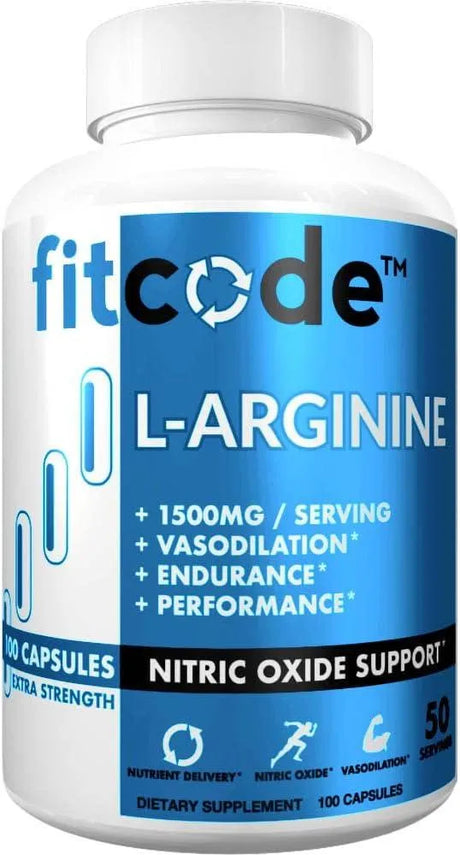 FITCODE - fitcode Pure Extra Strength L-Arginine HCl 1500Mg. 100 Capsulas - The Red Vitamin MX - Suplementos Alimenticios - {{ shop.shopifyCountryName }}