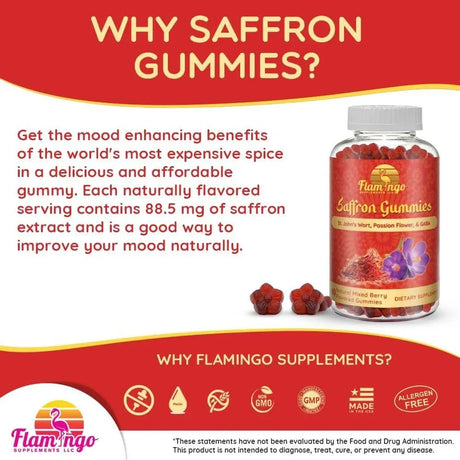 FLAMINGO SUPPLEMENTS - Flamingo Supplements Saffron Extract Gummies 60 Gomitas - The Red Vitamin MX - Suplementos Alimenticios - {{ shop.shopifyCountryName }}