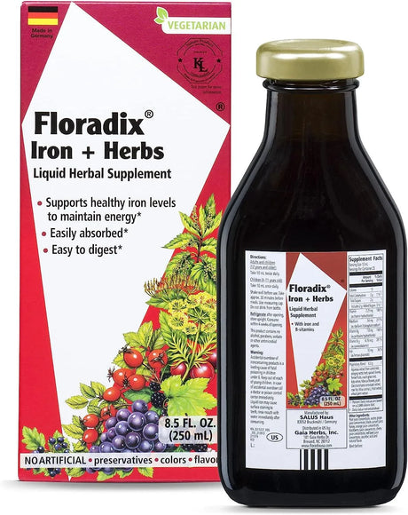 FLORADIX - Floradix Iron & Herbs Vegetarian Liquid Supplement 250Ml. - The Red Vitamin MX - Suplementos Alimenticios - {{ shop.shopifyCountryName }}