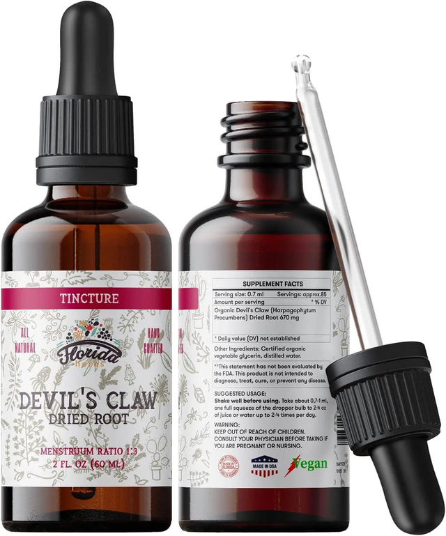 FLORIDA HERBS - Devil's Claw Tincture Alcohol Free Organic Extract 700Mg. 60Ml. - The Red Vitamin MX - Suplementos Alimenticios - {{ shop.shopifyCountryName }}