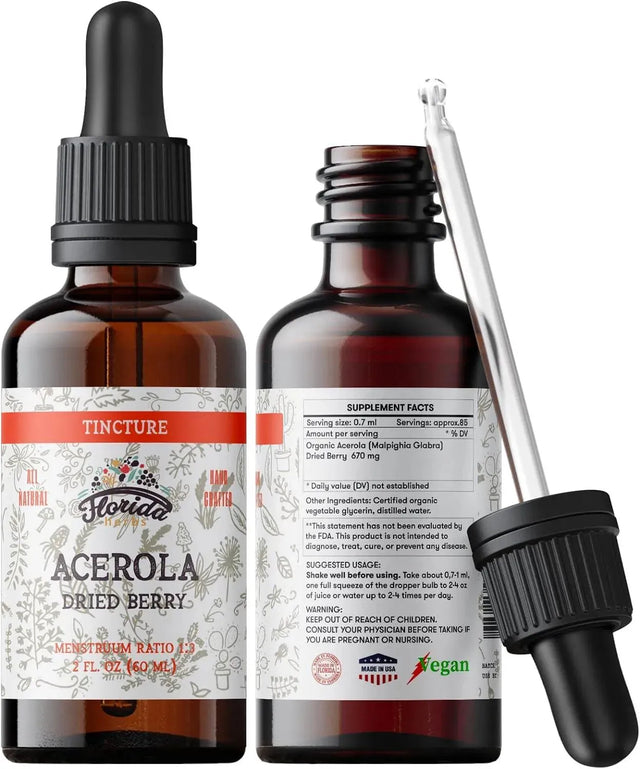 FLORIDA HERBS - Florida Herbs Acerola Tincture 60Ml. - The Red Vitamin MX - Suplementos Alimenticios - {{ shop.shopifyCountryName }}