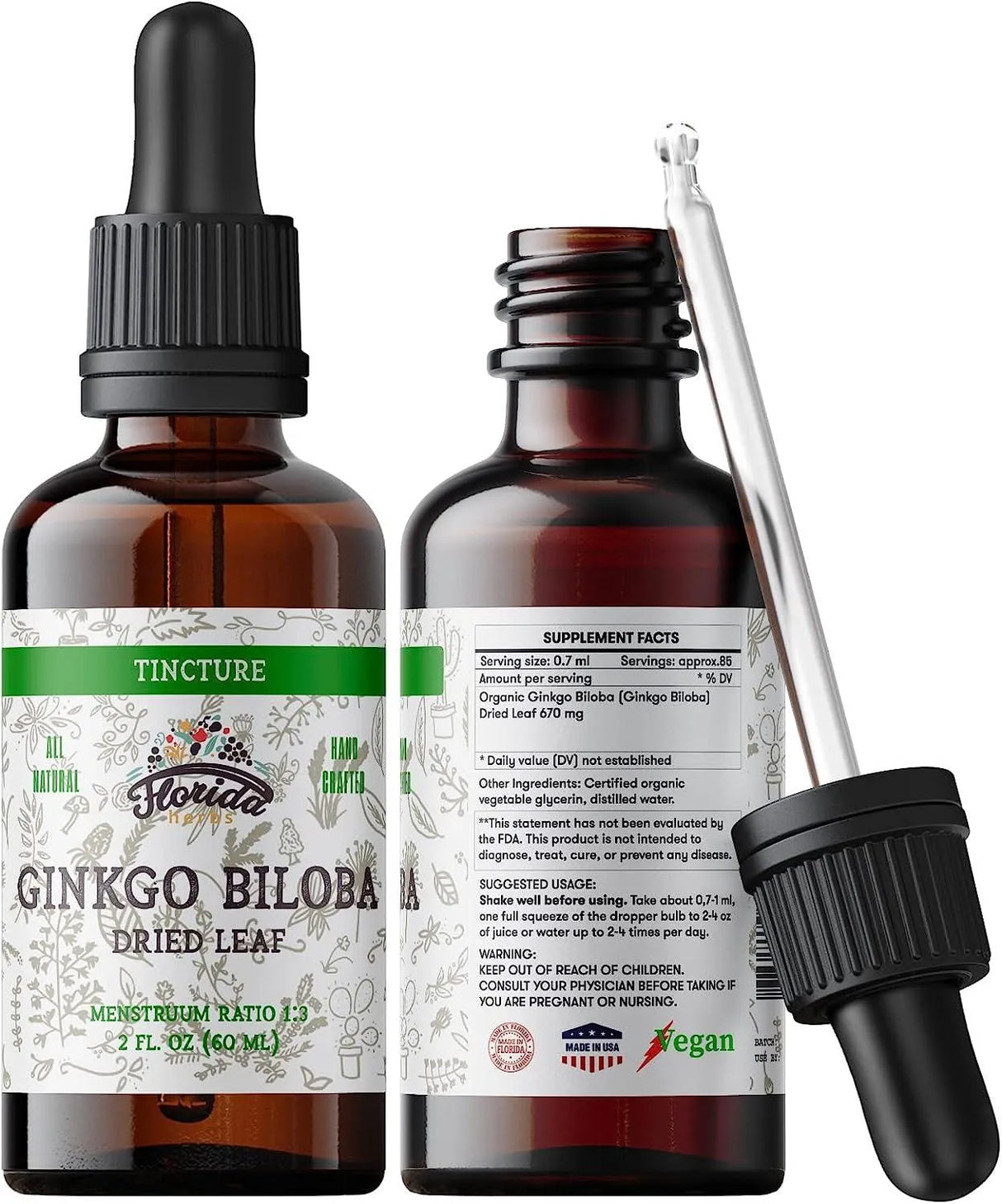 FLORIDA HERBS - FLORIDA HERBS Ginkgo Biloba Tincture Organic 60Ml. - The Red Vitamin MX - Suplementos Alimenticios - {{ shop.shopifyCountryName }}