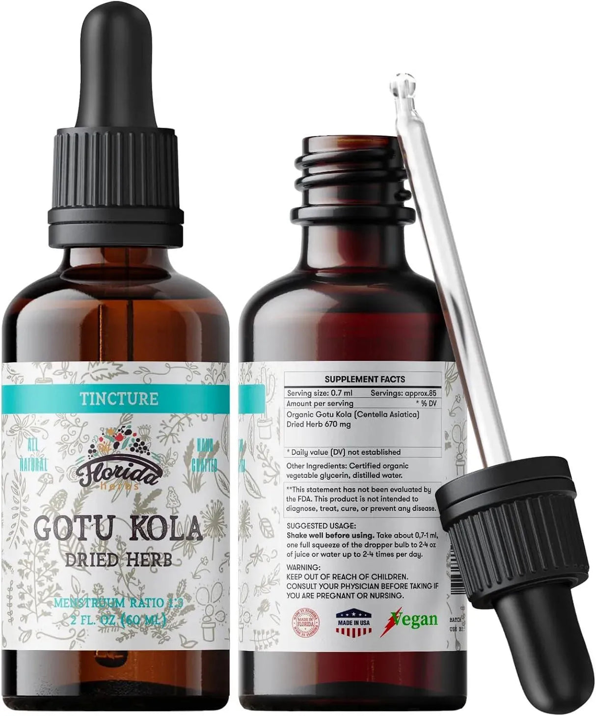 FLORIDA HERBS - Florida Herbs Gotu Kola Tincture 2 Fl.Oz. - The Red Vitamin MX - Suplementos Alimenticios - {{ shop.shopifyCountryName }}