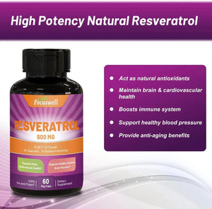 FOCUSWELL - Focuswell Resveratrol 600Mg. 60 Capsulas - The Red Vitamin MX - Suplementos Alimenticios - {{ shop.shopifyCountryName }}