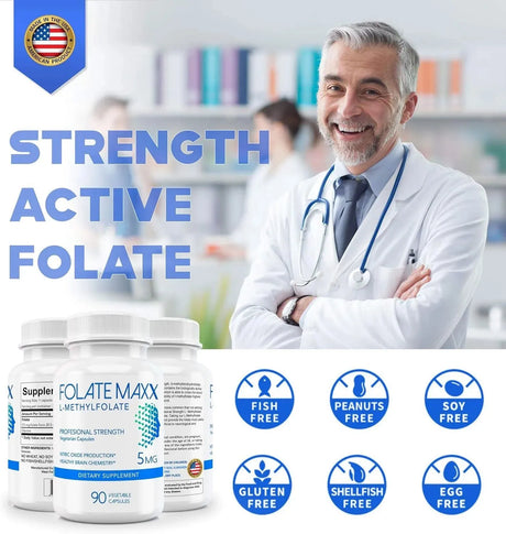 FOLATEMAXX - FolateMaxx L-Methylfolate 5Mg. 90 Capsulas - The Red Vitamin MX - Suplementos Alimenticios - {{ shop.shopifyCountryName }}