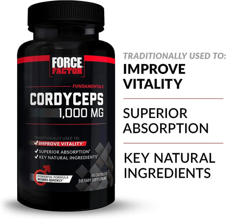 FORCE FACTOR - Force Factor Cordyceps Capsules 1000Mg. 60 Capsulas - The Red Vitamin MX - Suplementos Alimenticios - {{ shop.shopifyCountryName }}