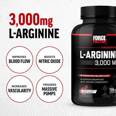 FORCE FACTOR - FORCE FACTOR L-Arginine Nitric Oxide 3000Mg. 150 Capsulas - The Red Vitamin MX - Suplementos Alimenticios - {{ shop.shopifyCountryName }}