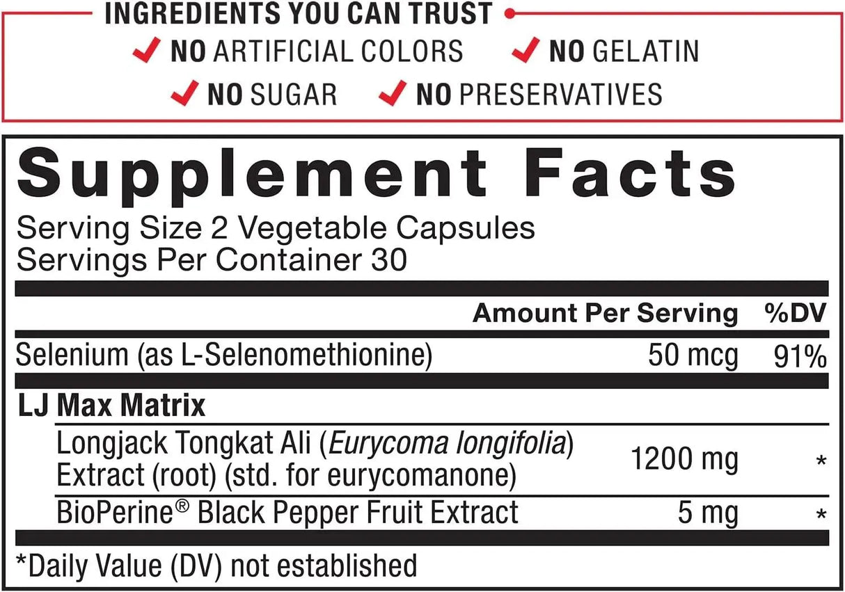 FORCE FACTOR - Force Factor Longjack Tongkat Ali Max 1200Mg. 60 Capsulas - The Red Vitamin MX - Suplementos Alimenticios - {{ shop.shopifyCountryName }}