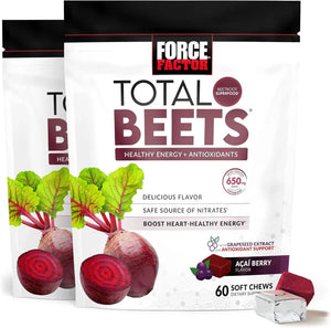 FORCE FACTOR - Force Factor Total Beets Soft Chews with Beetroot 60 Masticables 2 Pack - The Red Vitamin MX - Suplementos Alimenticios - {{ shop.shopifyCountryName }}