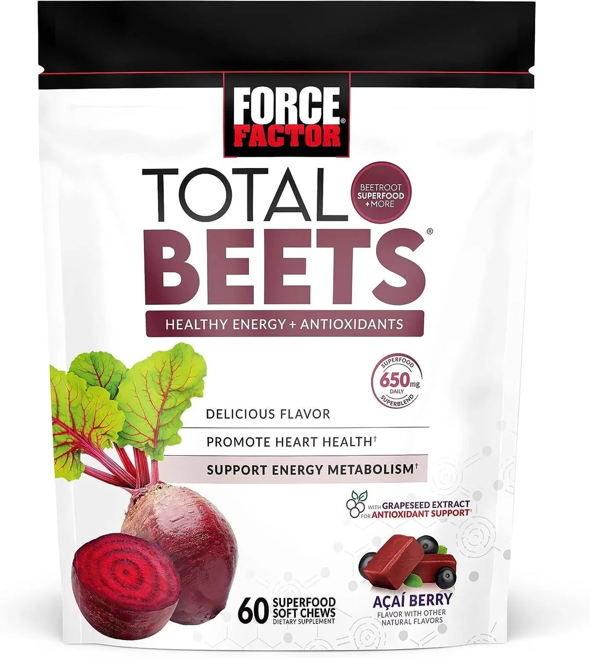 FORCE FACTOR - Force Factor Total Beets Soft Chews with Beetroot 60 Masticables - The Red Vitamin MX - Suplementos Alimenticios - {{ shop.shopifyCountryName }}