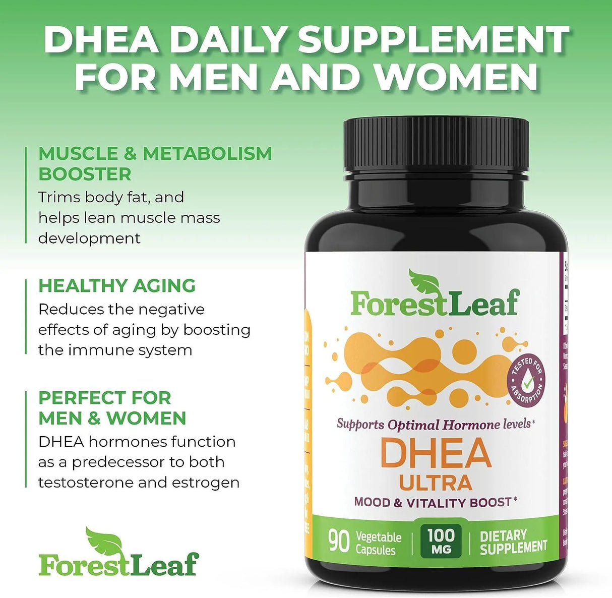 FOREST LEAF - Forest Leaf DHEA 100Mg. 90 Capsulas - The Red Vitamin MX - Suplementos Alimenticios - {{ shop.shopifyCountryName }}